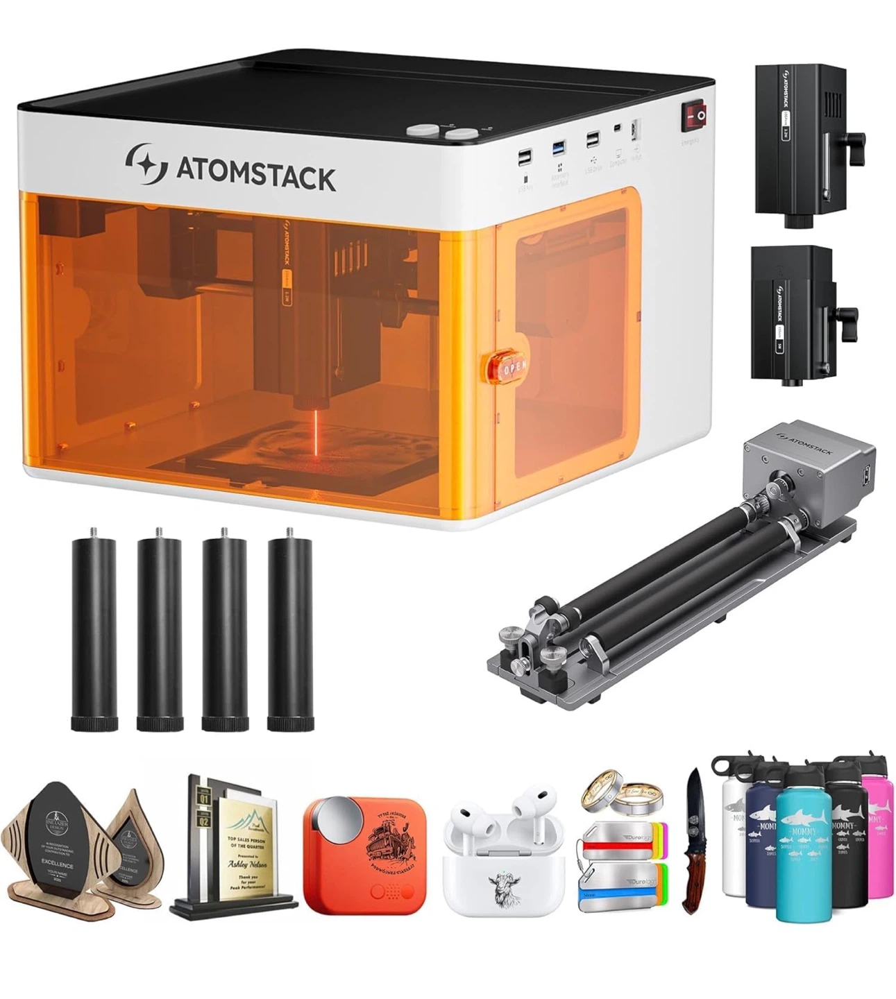 ATOMSTACK Laser Engraver with Rotary Chuck R8