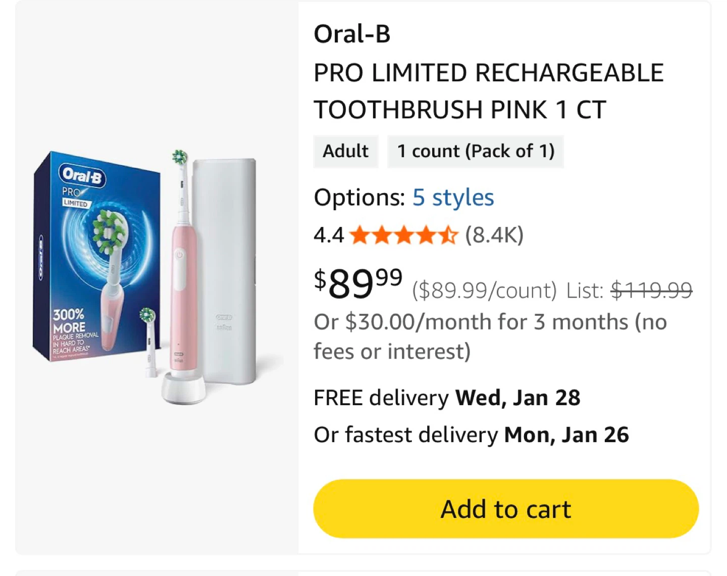 Oral-B Pro Limited Rechargeable Toothbrush - Pink - photo 4