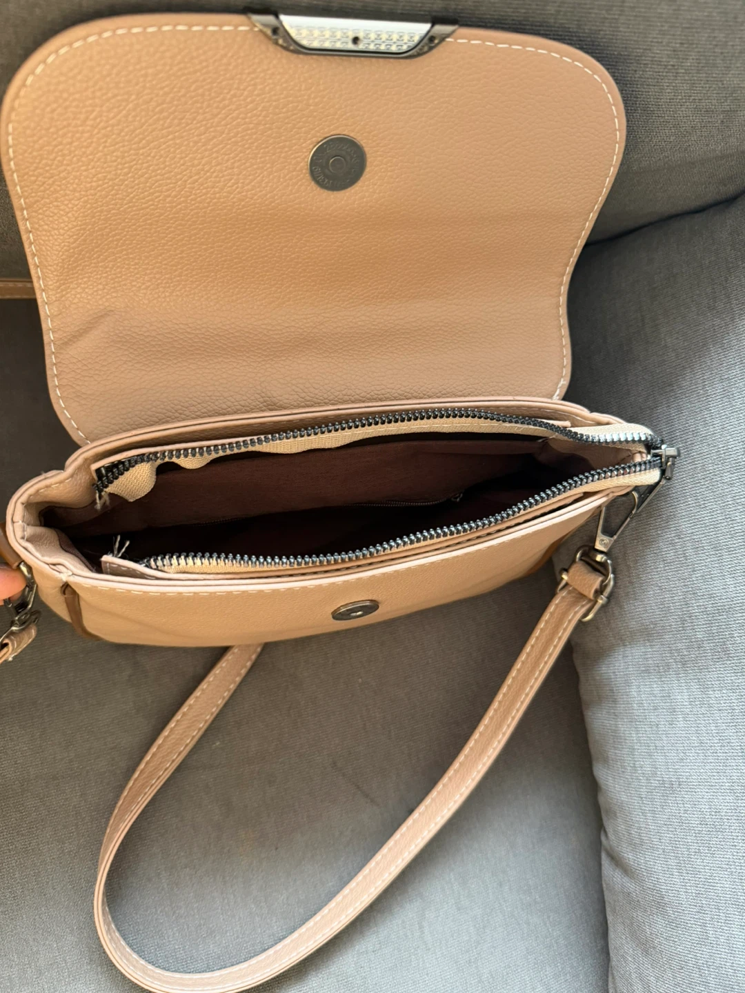 Light Brown Faux Leather Crossbody Bag - photo 3