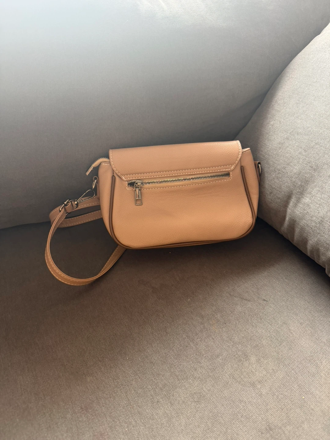 Light Brown Faux Leather Crossbody Bag - photo 2