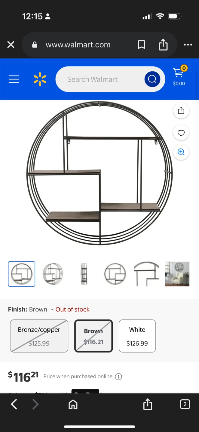 2 Round Metal Wall Shelf with Wood Shelves - photo 5