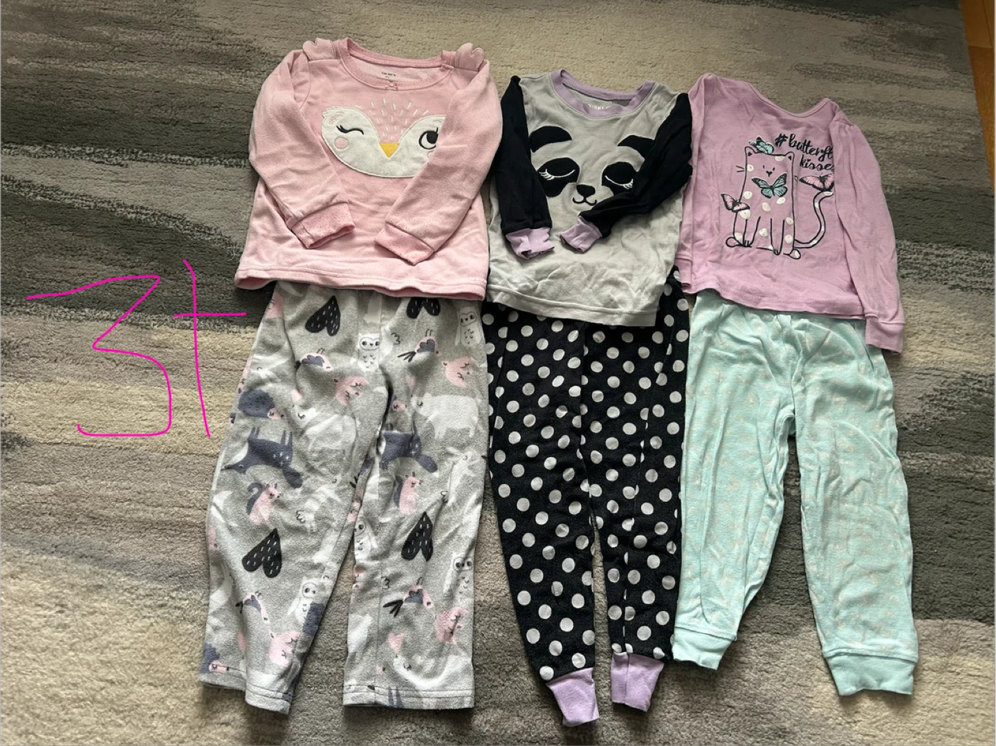 3T Girls Pajama Set (3 Pairs)
