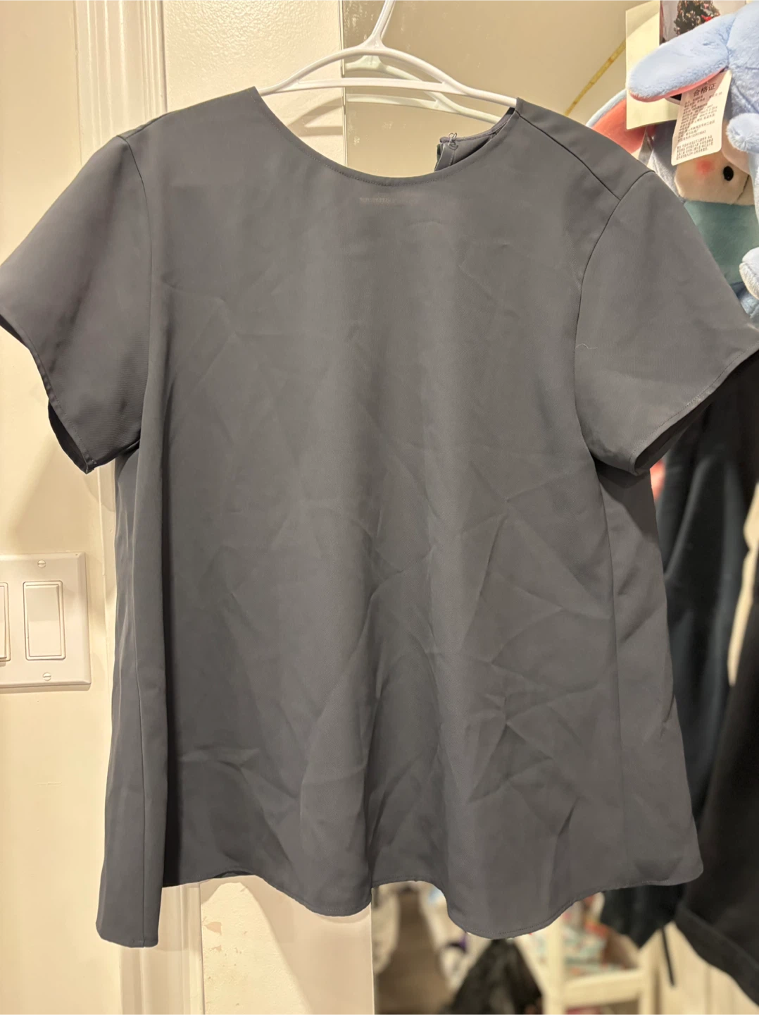 Dark Grey Short Sleeve Blouse