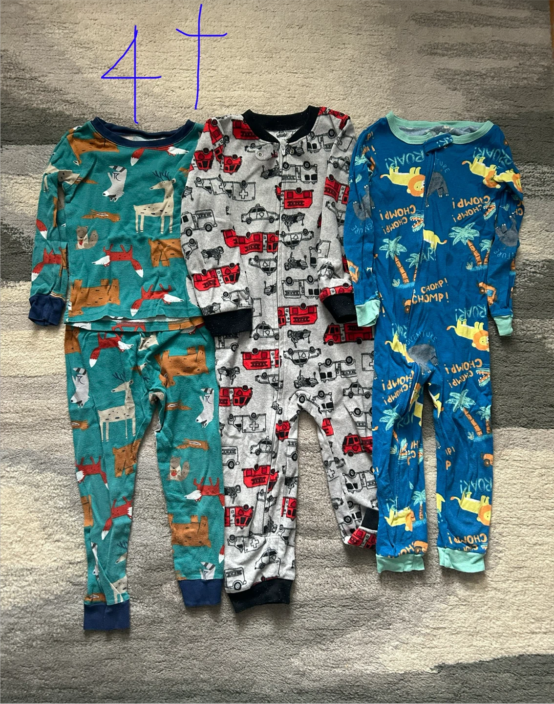 Kids Pajama Set (3 Pairs) - Size 4T