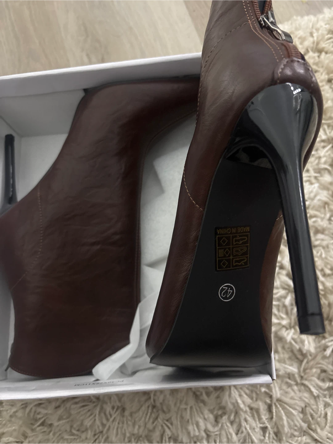 Brown Leather Pointed Toe Ankle Boots - photo 2