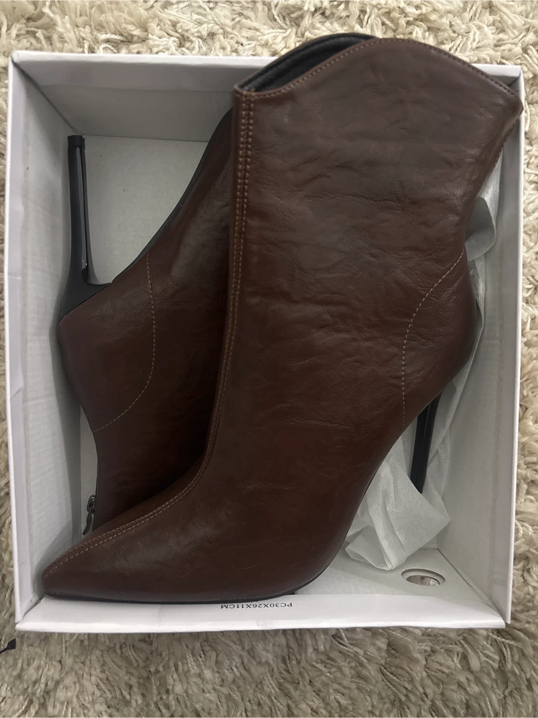 Brown Leather Pointed Toe Ankle Boots