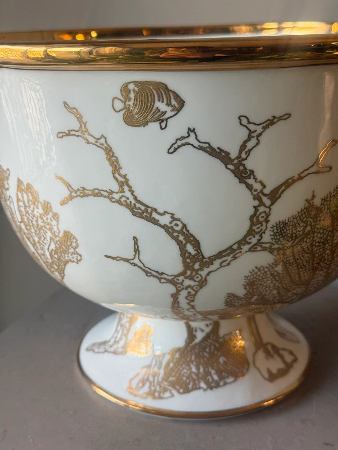 Jonathan Adler Large Botanist Coral pedstal bowl - photo 3