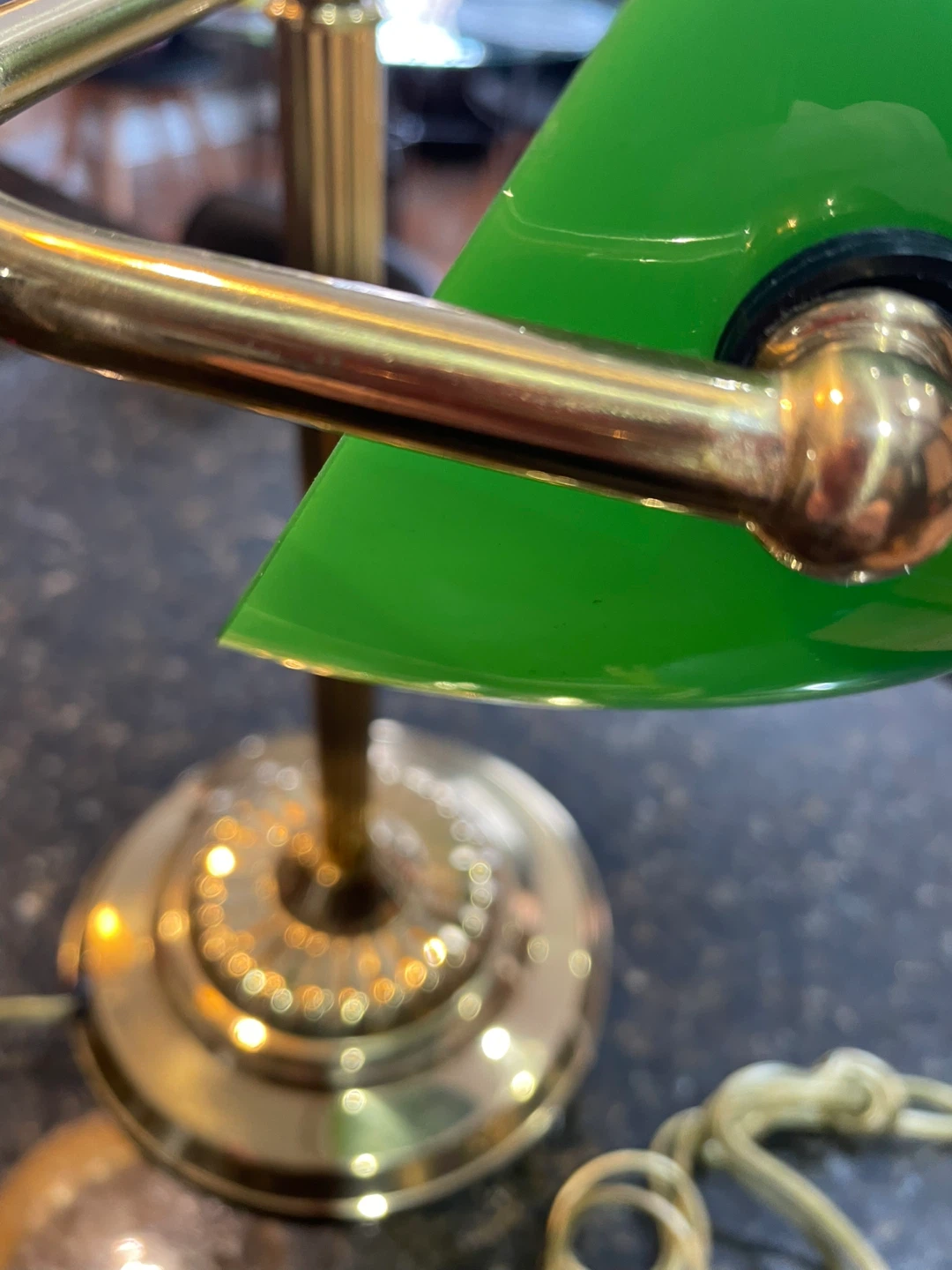 Vintage Brass Banker's Lamp with Green Shade - photo 3