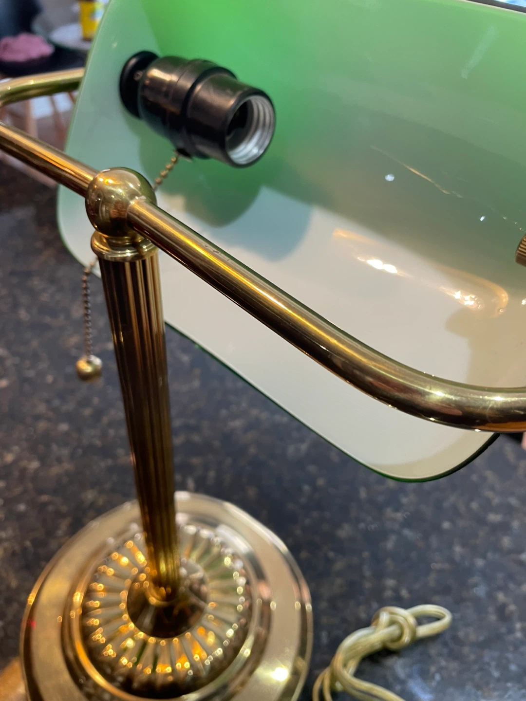 Vintage Brass Banker's Lamp with Green Shade - photo 4