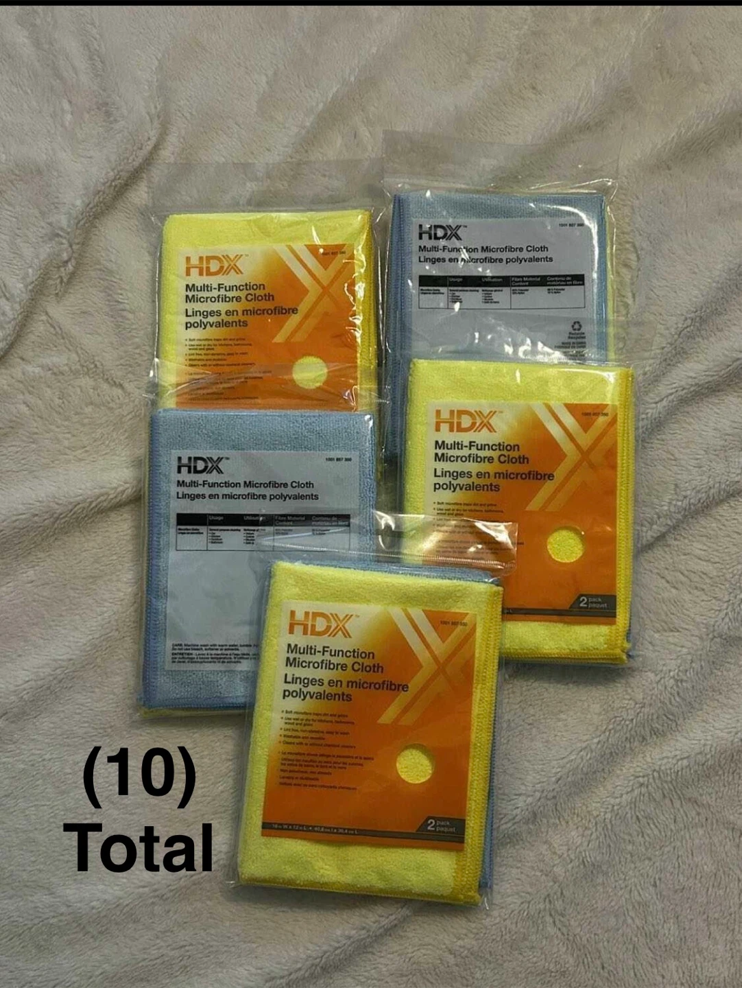 (5) packs HDX Multi-Function Microfibre Cloths - New