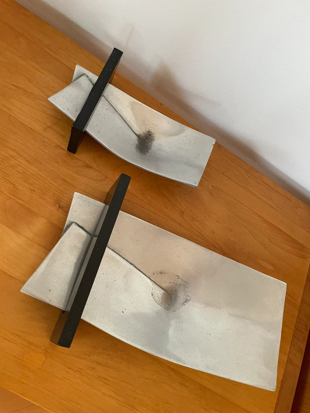 Set of 2 Modernist Aluminum and Wood Decorative Objects