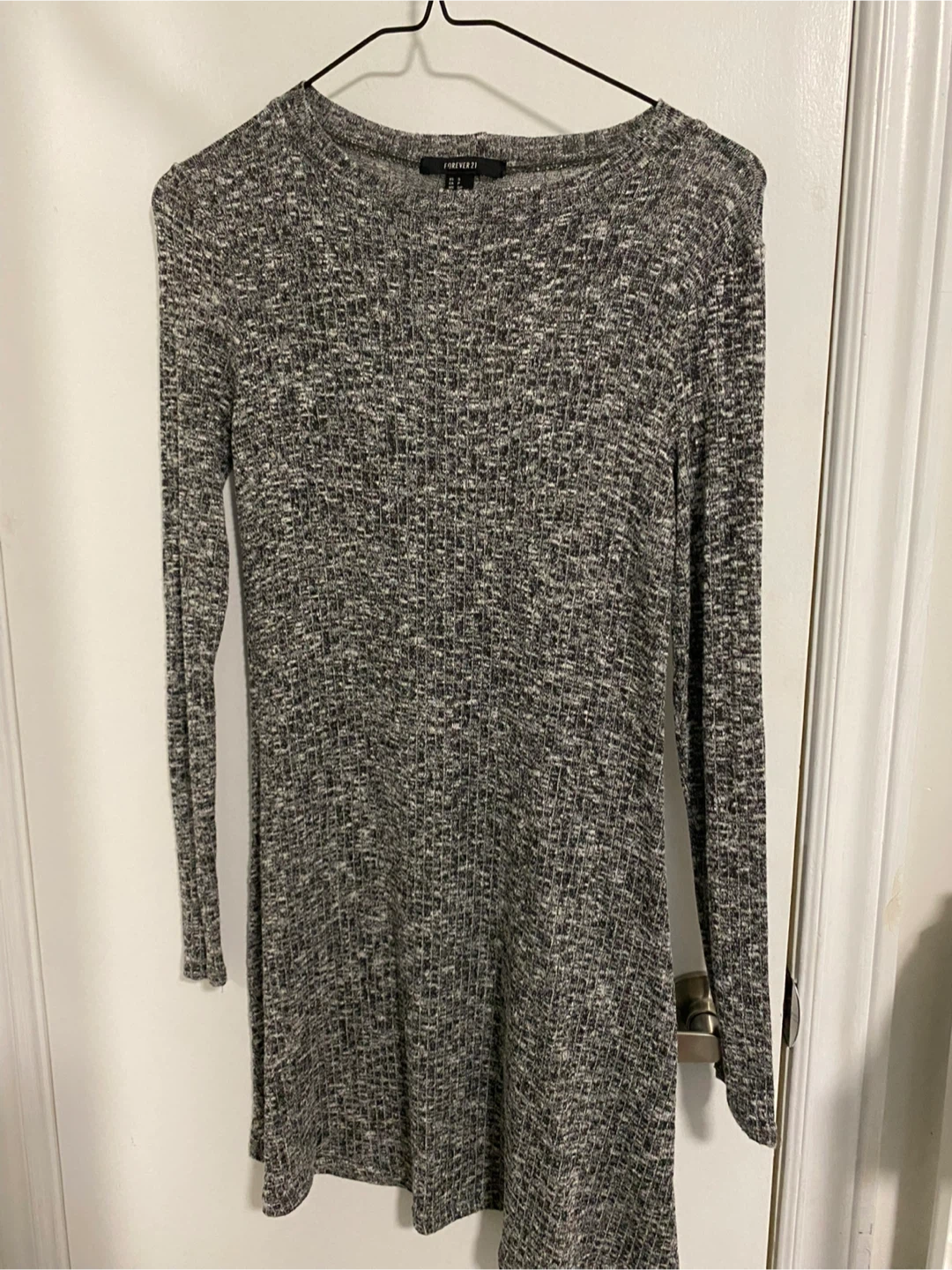 Forever 21 Grey Marled Ribbed Long Sleeve Mini Dress - photo 2