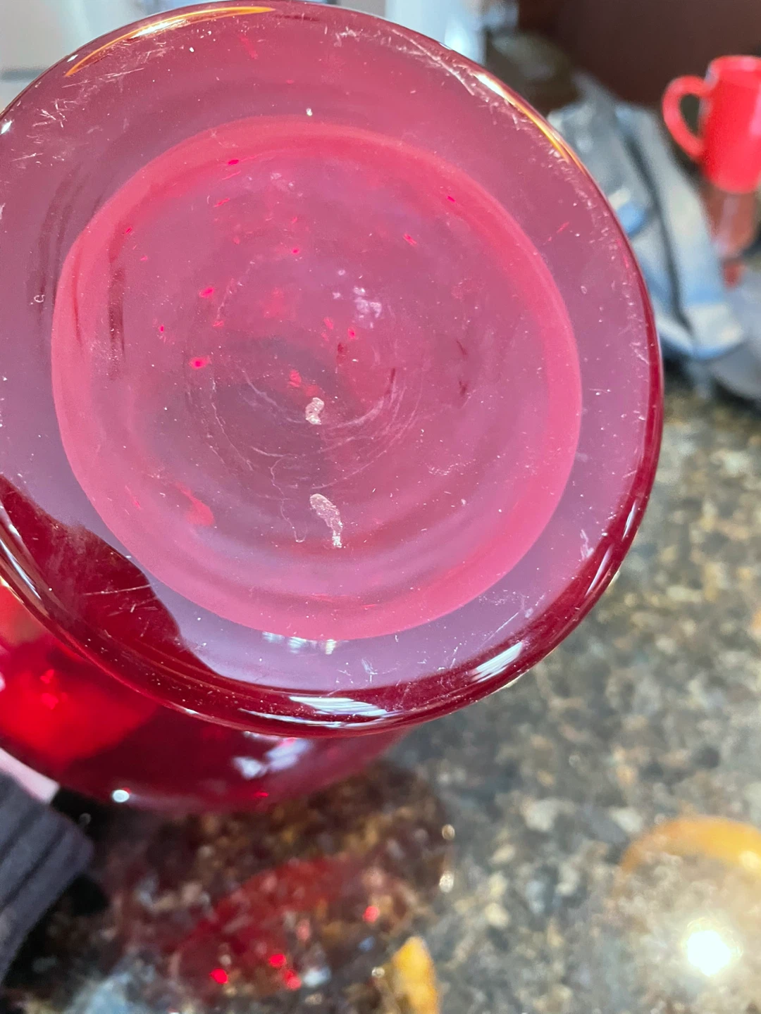 Ruby Red Glass Vase with Decorative Handle - photo 5
