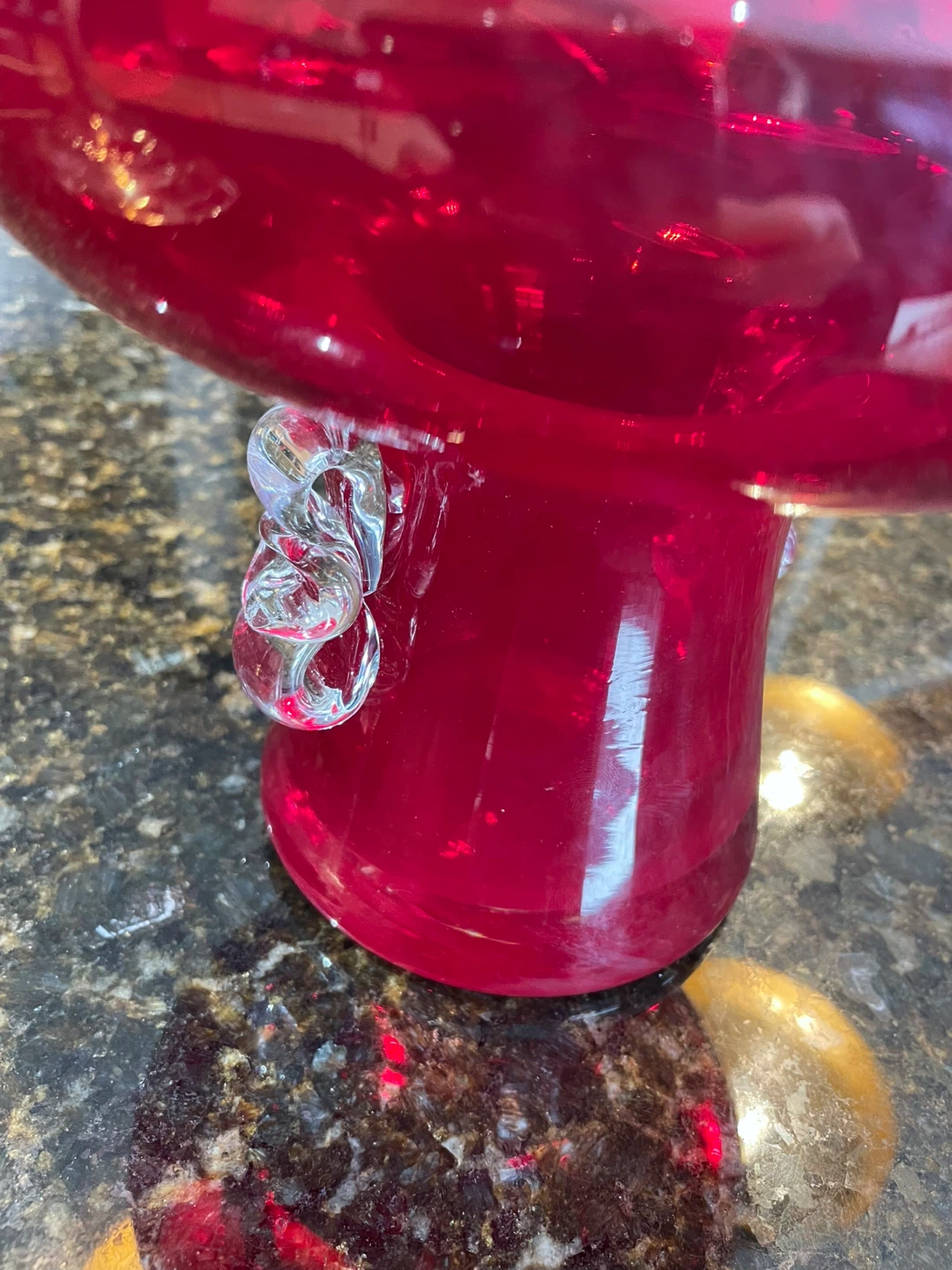 Ruby Red Glass Vase with Decorative Handle - photo 3
