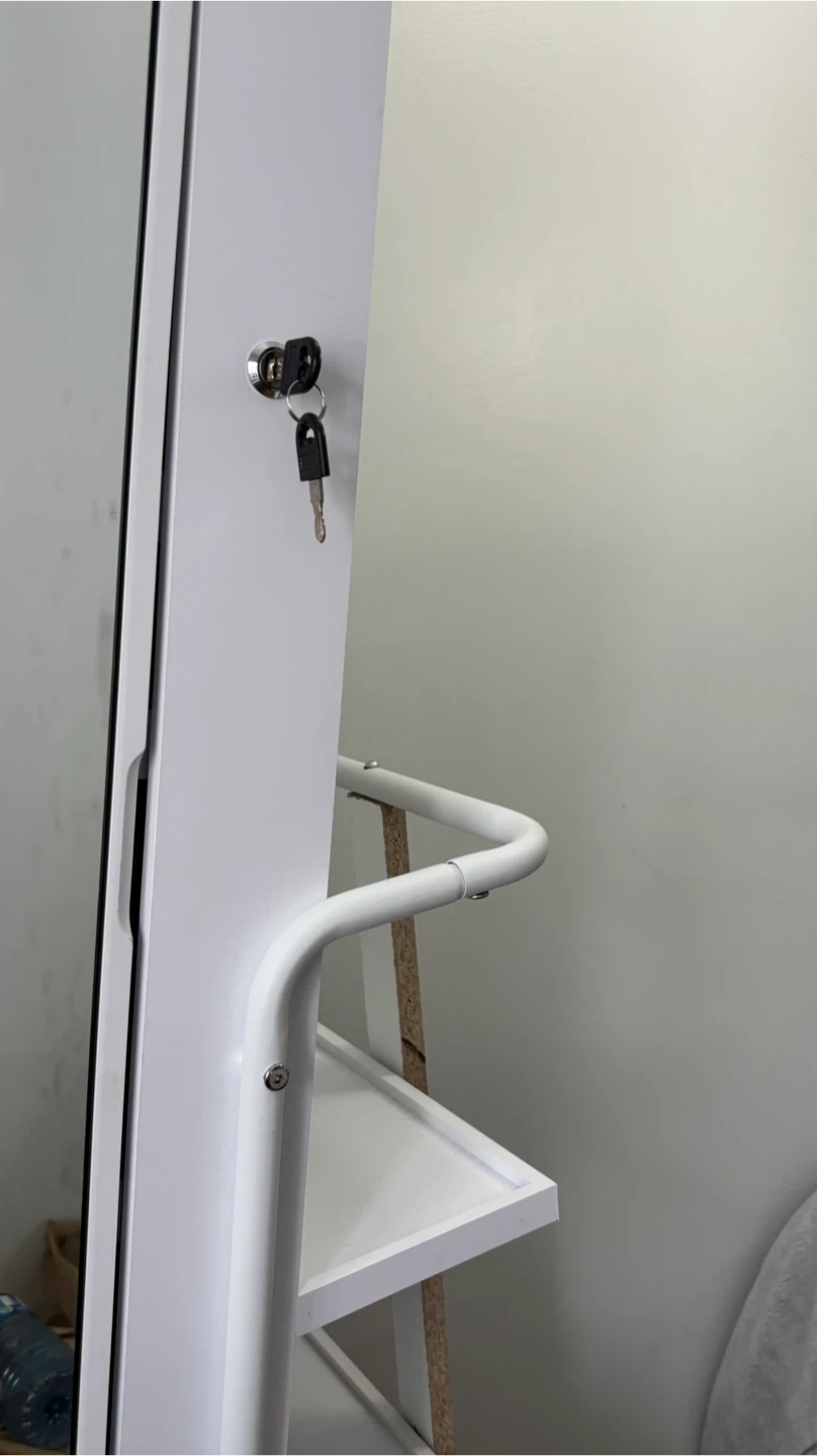 White Standing Jewelry Armoire with Mirror - photo 3