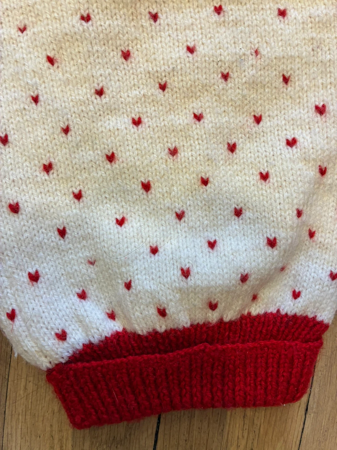 Baby Knit Overalls White Red Hearts - 12-18 months - photo 4