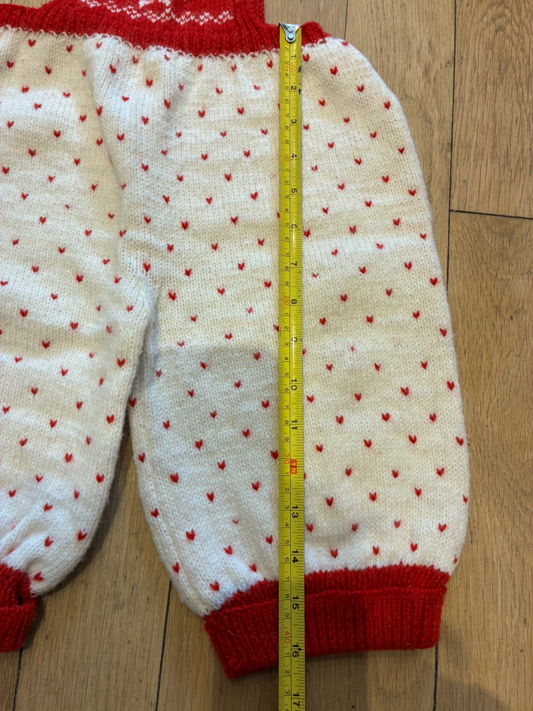 Baby Knit Overalls White Red Hearts - 12-18 months - photo 5