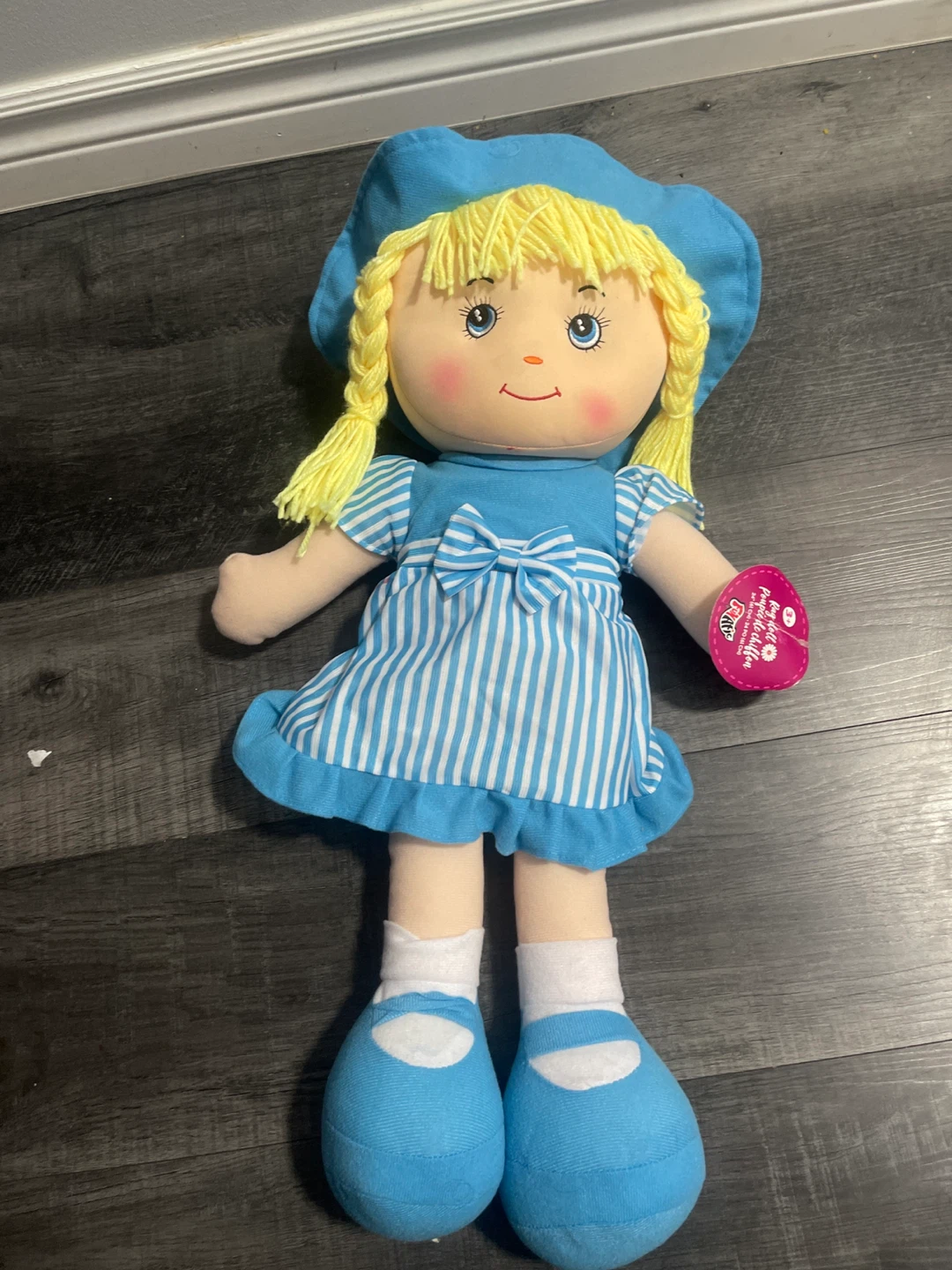 Blue Striped Doll with Hat