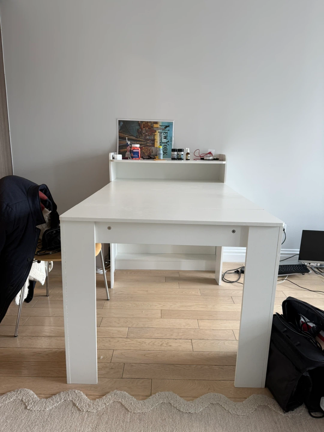 Extendable White Table with Shelf - photo 4