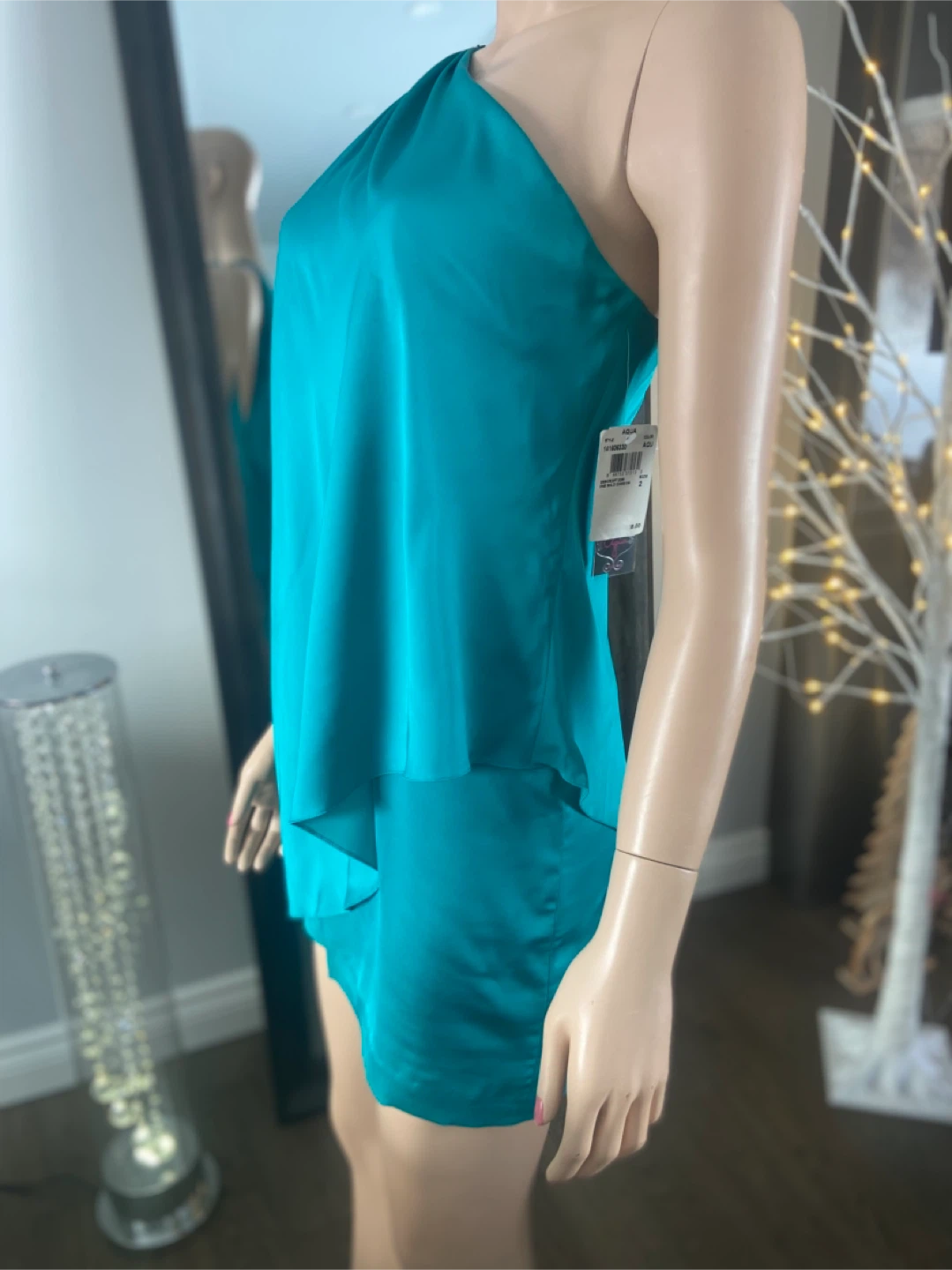 NWT: AquaTeal One-Shoulder Cocktail Dress Size 2 - photo 5