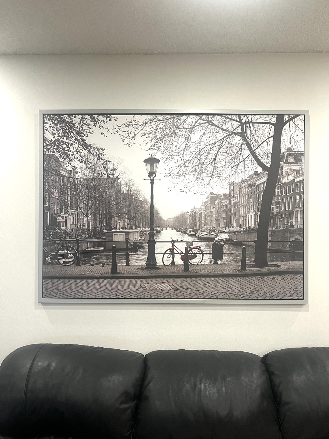 Framed Black and White Amsterdam Canal Print - photo 2