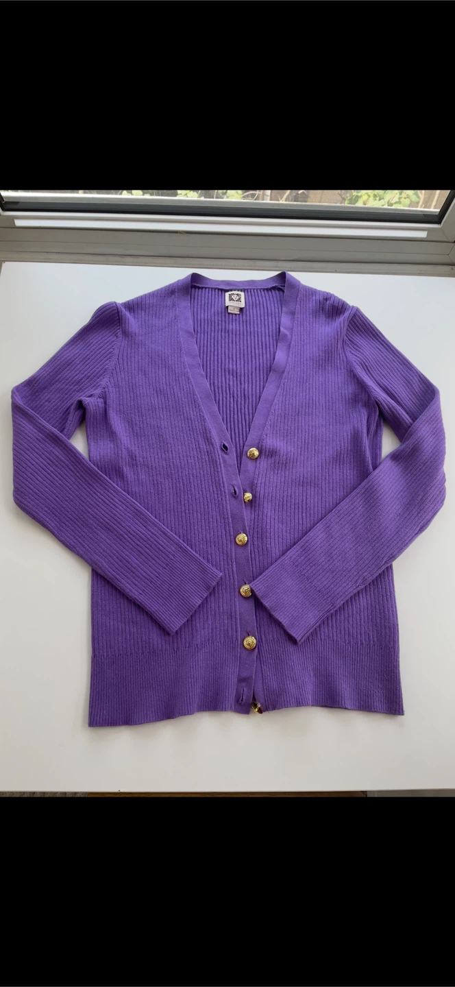Anne Klein Purple Cardigan Size L - photo 2