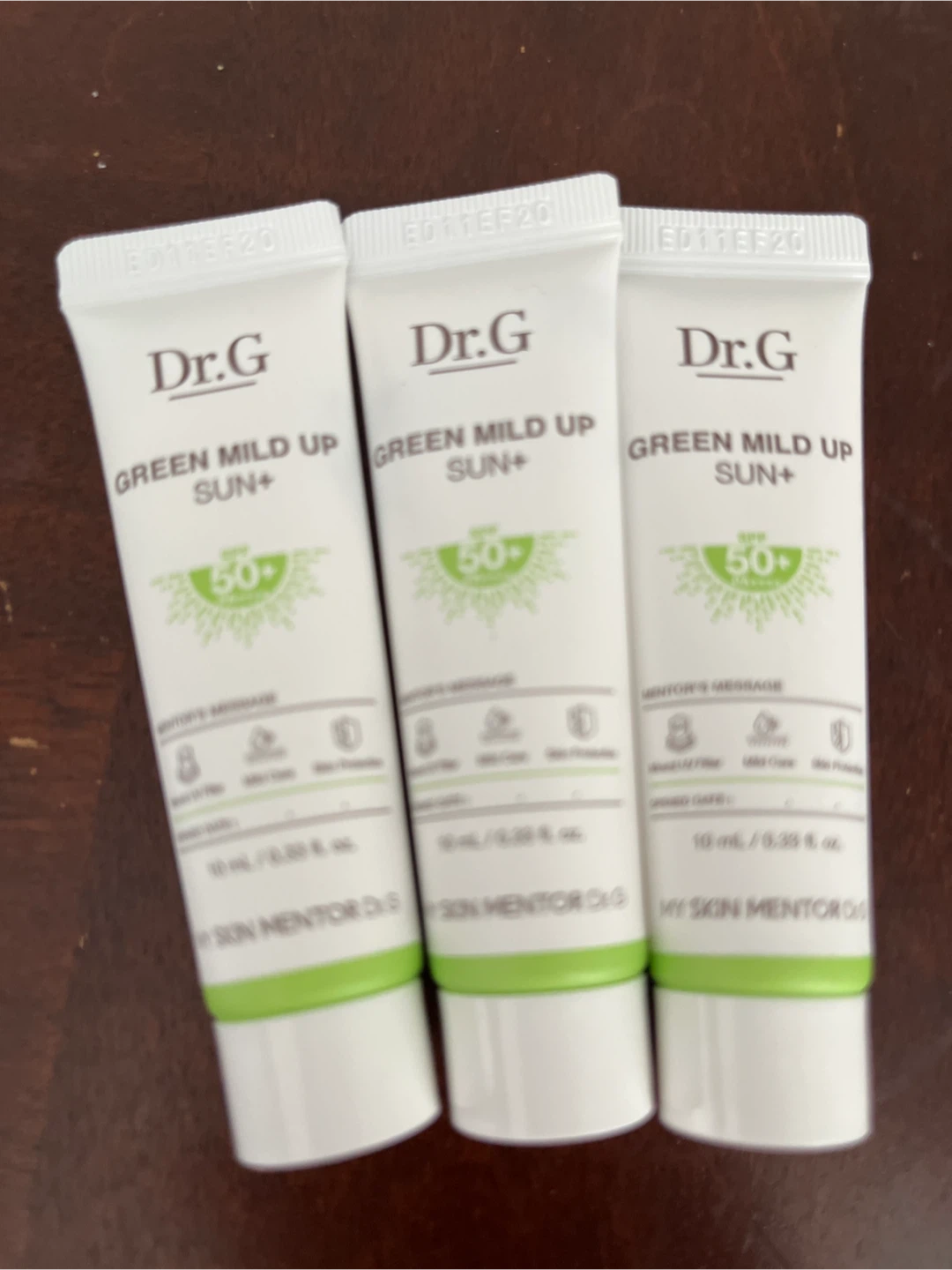 (NEW)Dr. G Green Mild Up Sun+ SPF50+ Sunscreen (3 x 10ml tubes)