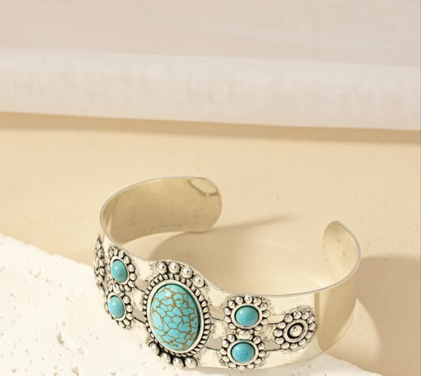 Brand New-Turquoise Stone Cuff Bracelet - photo 2