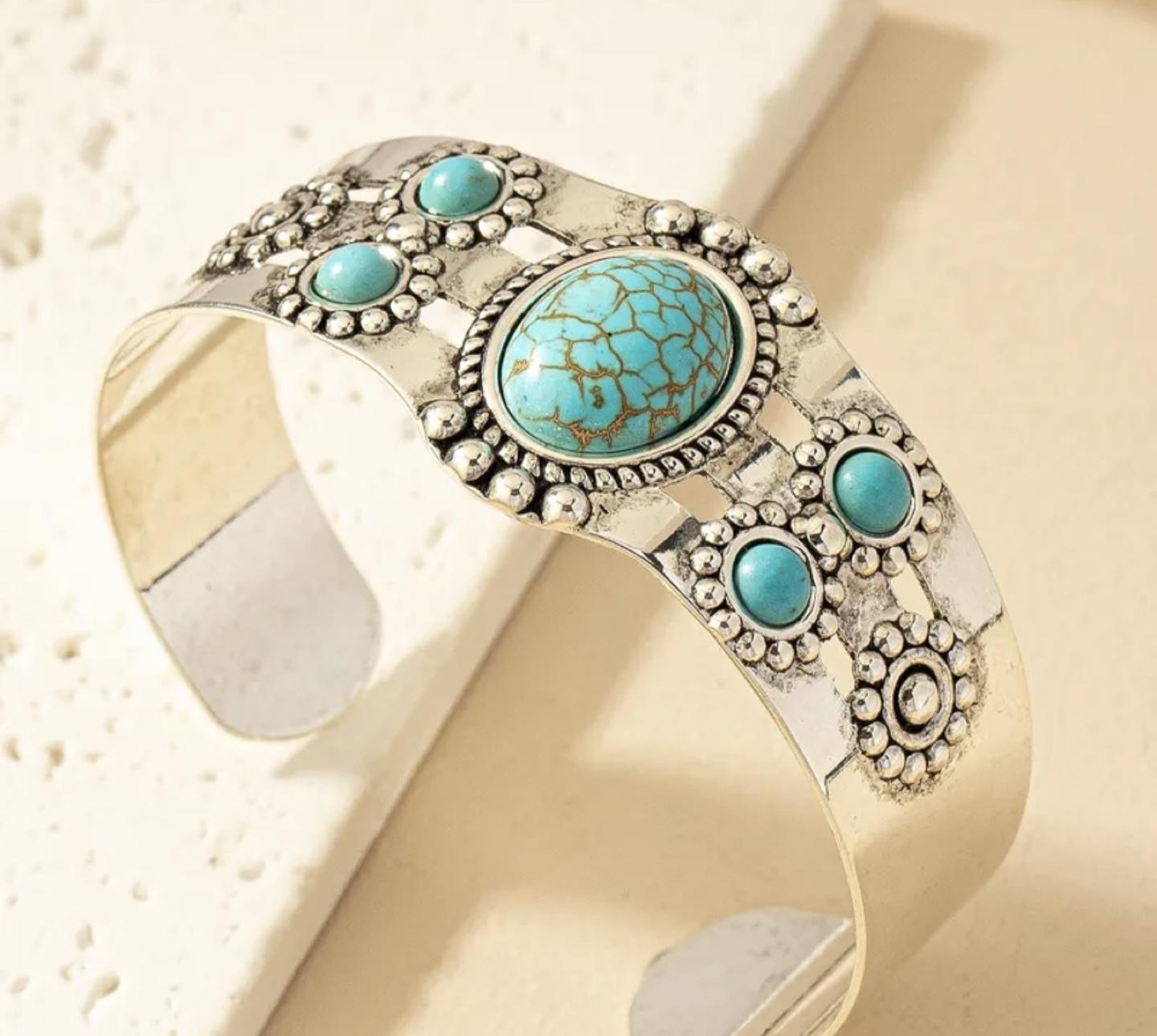 Brand New-Turquoise Stone Cuff Bracelet - photo 3