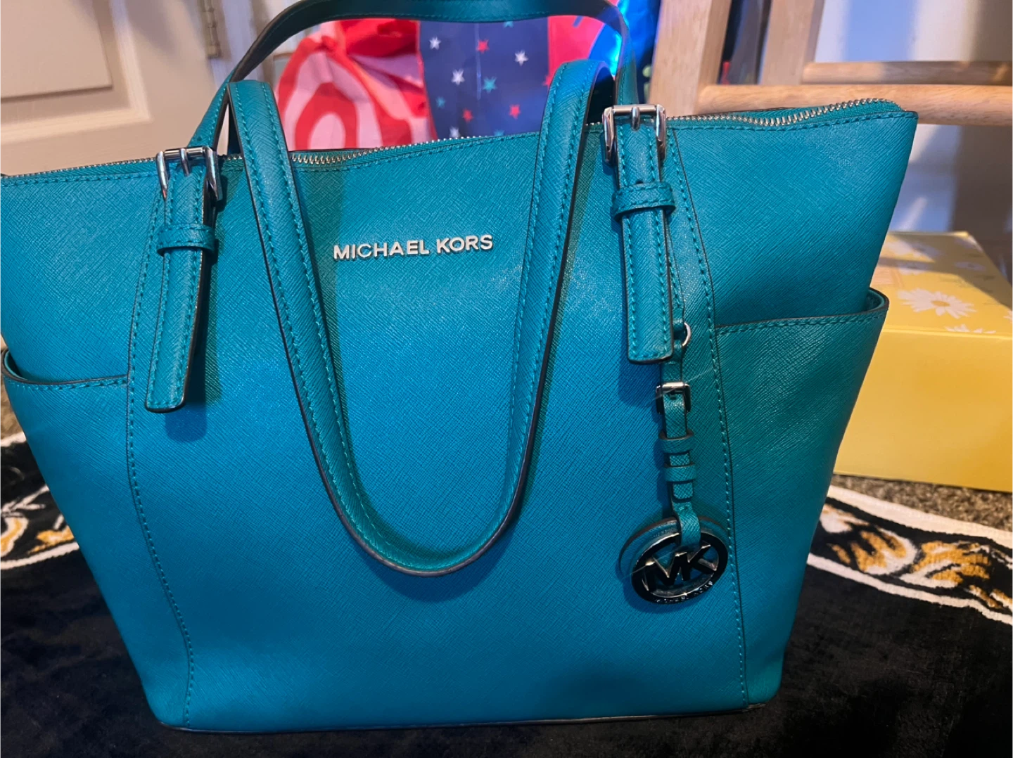 Michael Kors Teal Leather Tote Bag