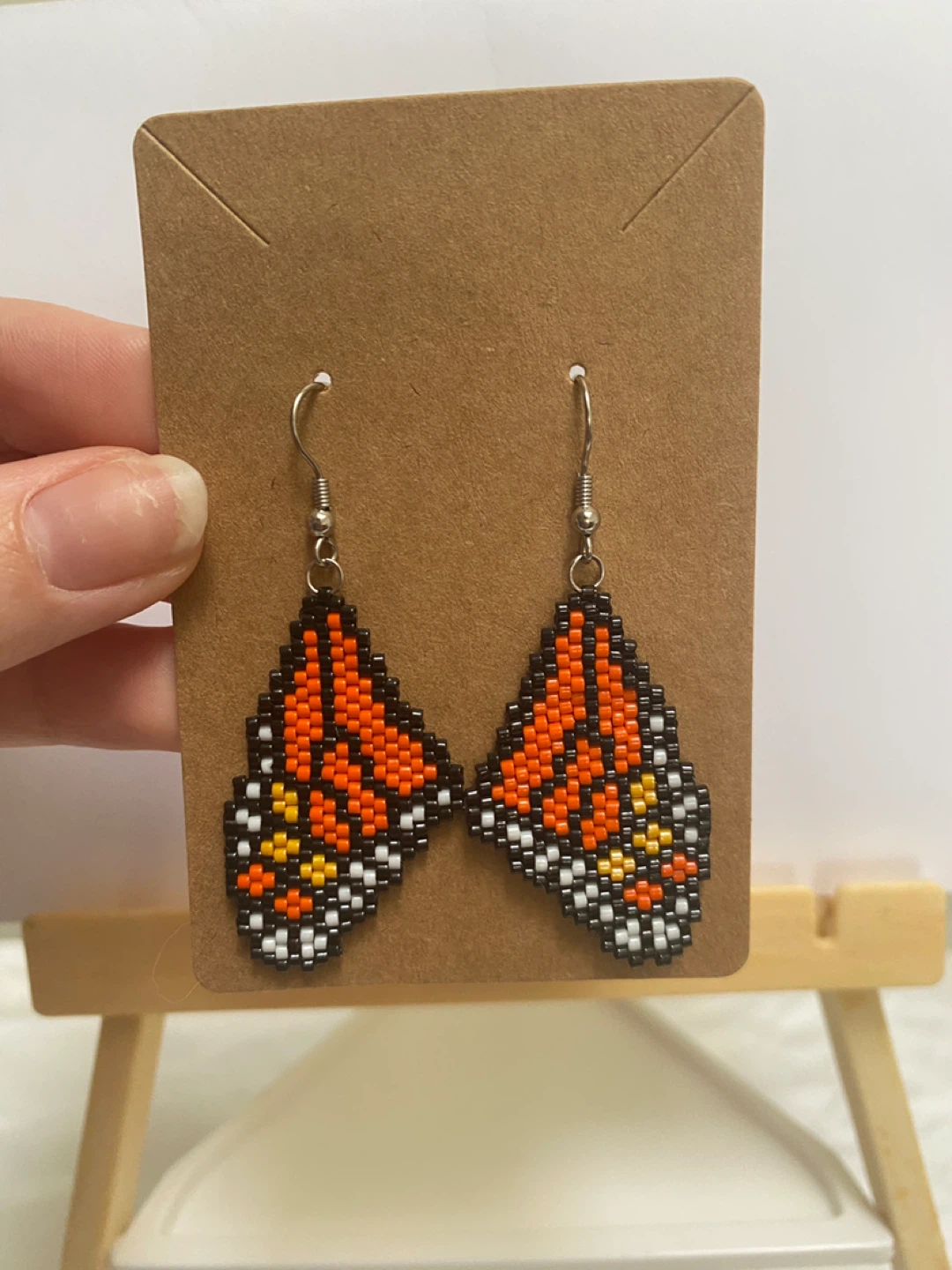 Handmade Monarch Butterfly Wing Earrings