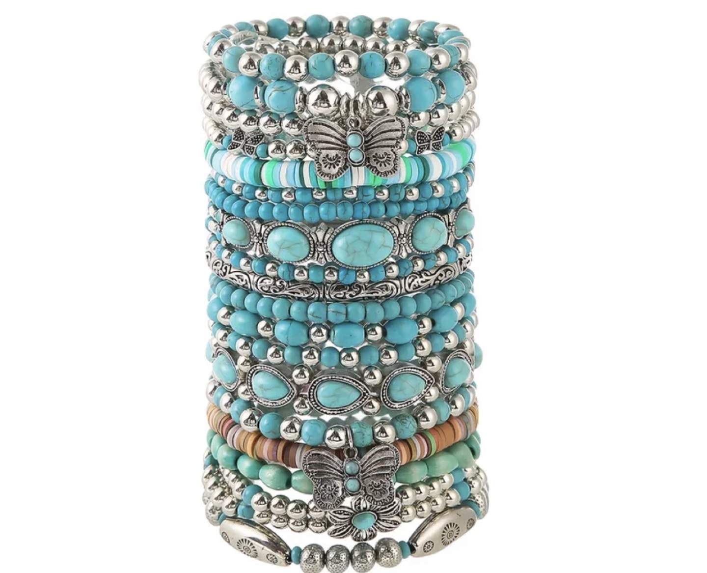 Turquoise Beaded Braceles with Charms (prices $4-$9 each item)