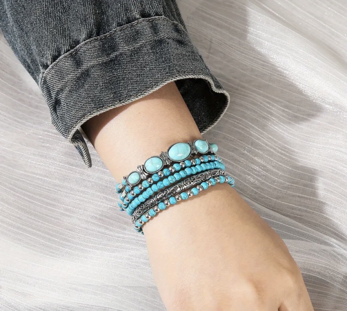 Turquoise Beaded Braceles with Charms (prices $4-$9 each item) - photo 2