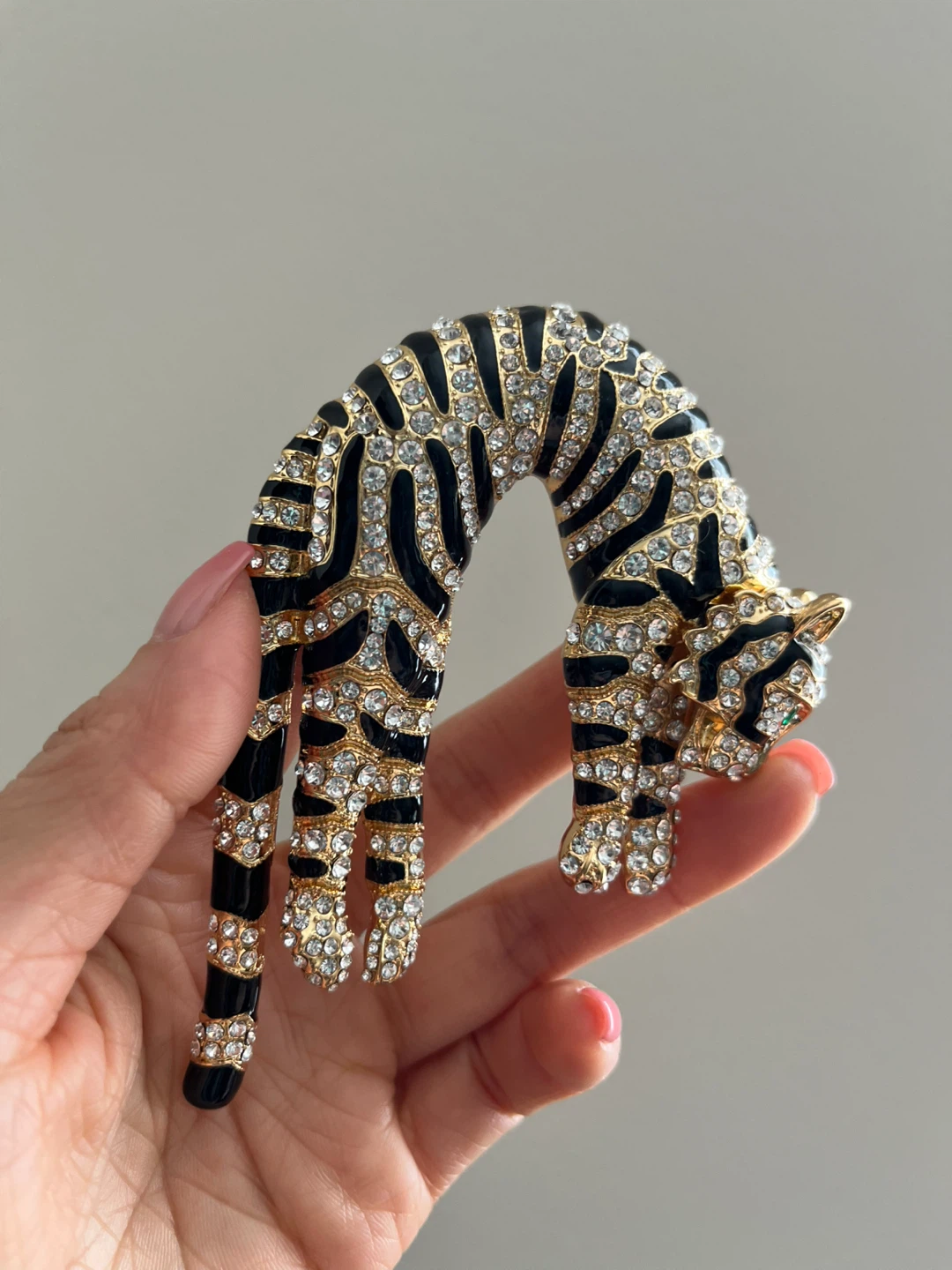 Crystal Encrusted Tiger Brooch