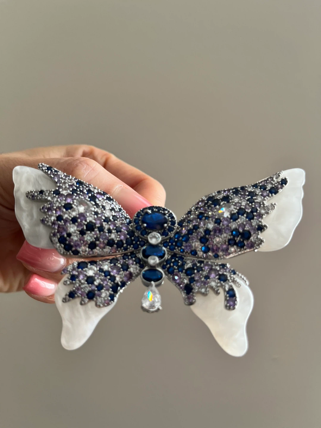 Sparkling Butterfly Brooch with Blue and Purple Gems