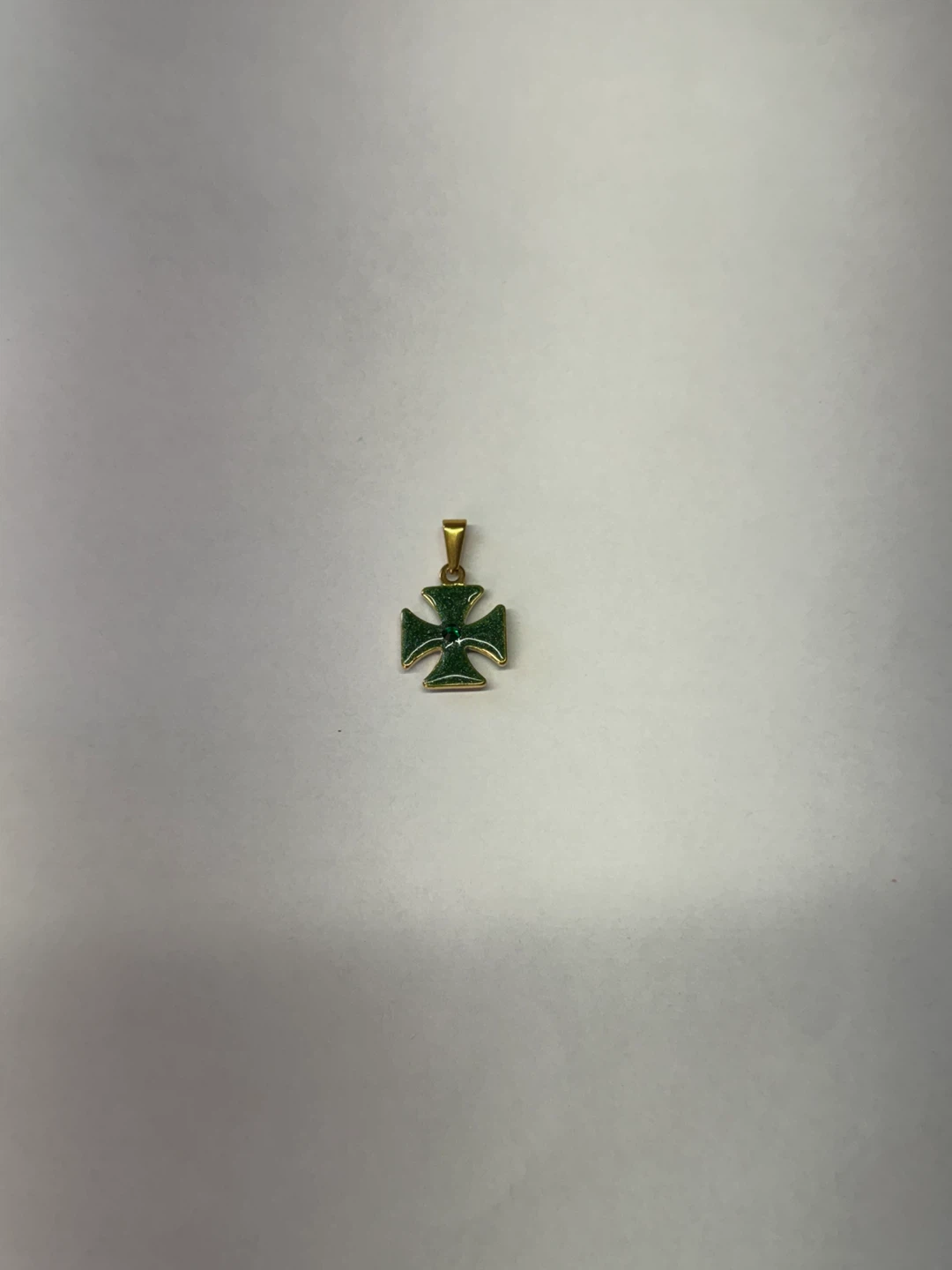 Sparkling Handmade Green Enamel Cross w Emerald Stone-two sided - photo 3