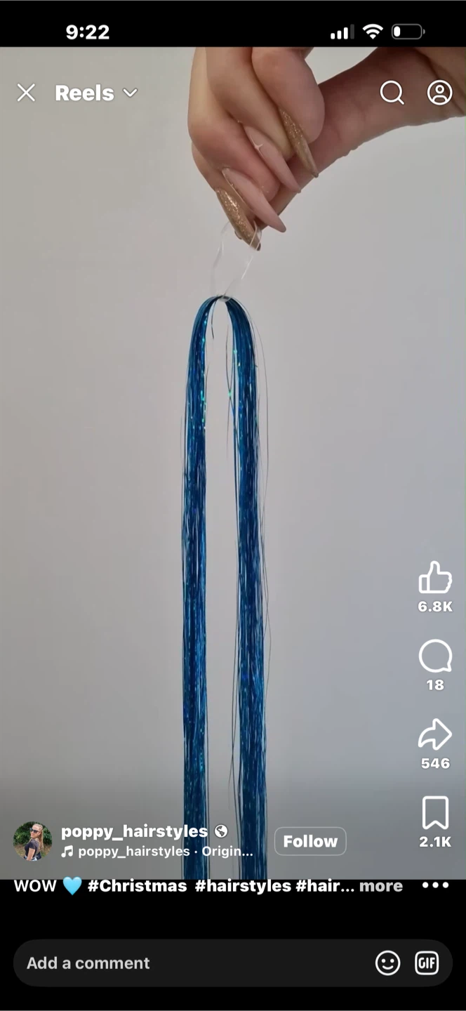 Blue Tinsel Hair Strands