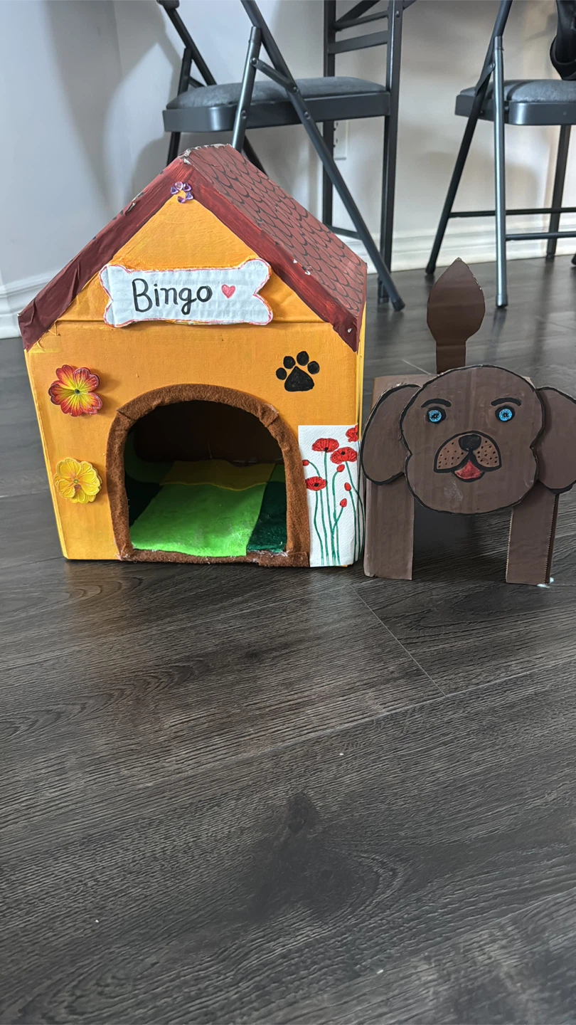 Handmade Dog House with Dog Figure