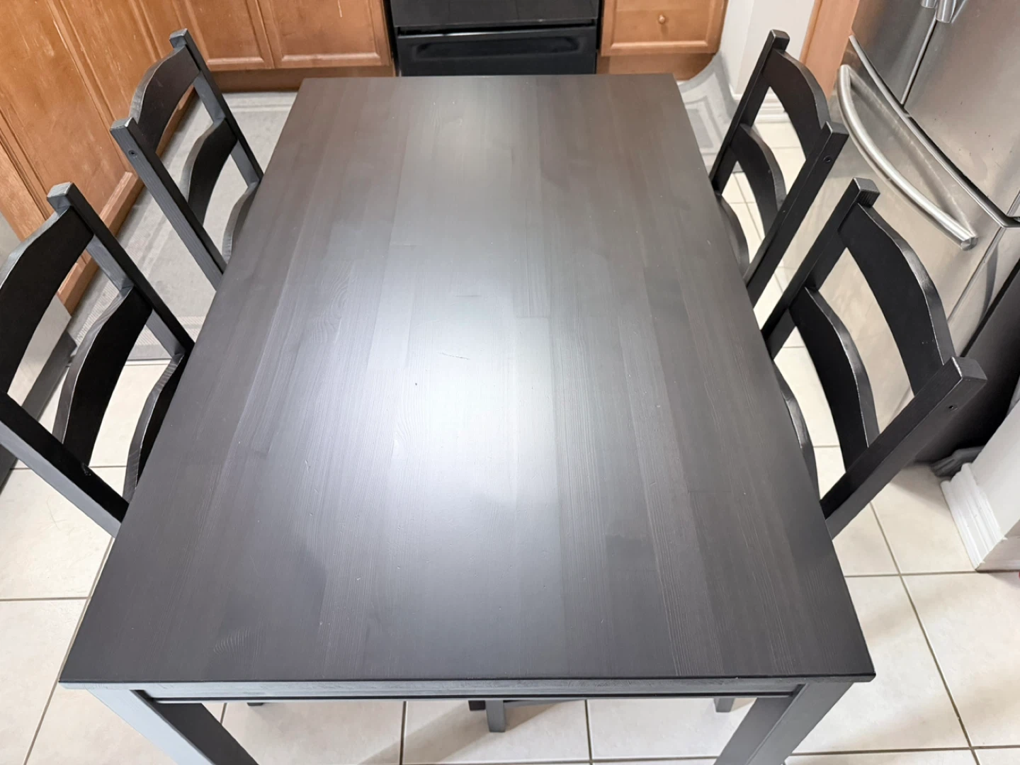 Black Dining Table Set with 4 Chairs