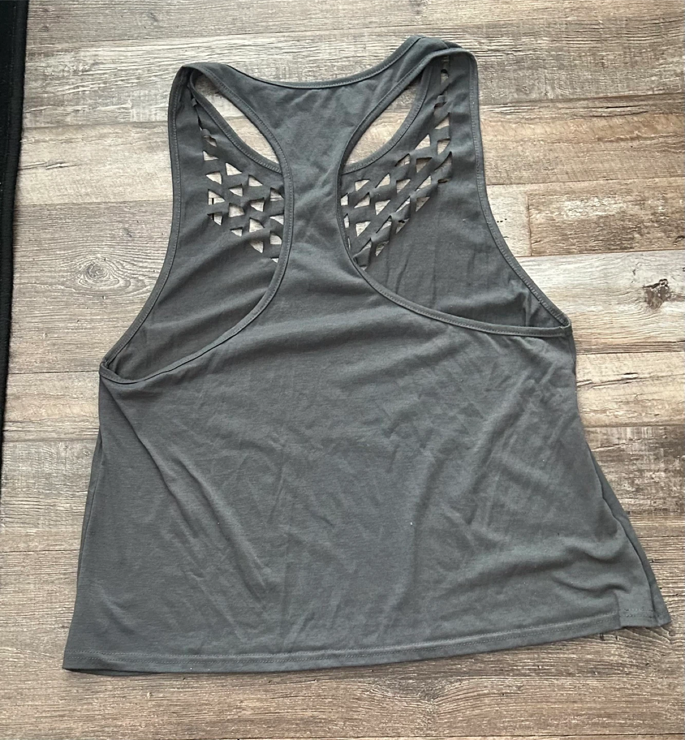 Grey Racerback Tank Top with Cutout Detail - photo 2