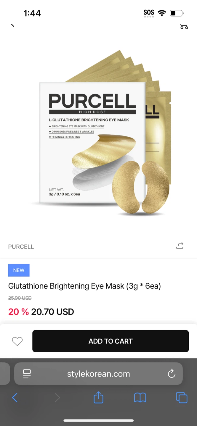 PURCELL Glutathione Brightening Eye Mask (3g * 6ea) - photo 2