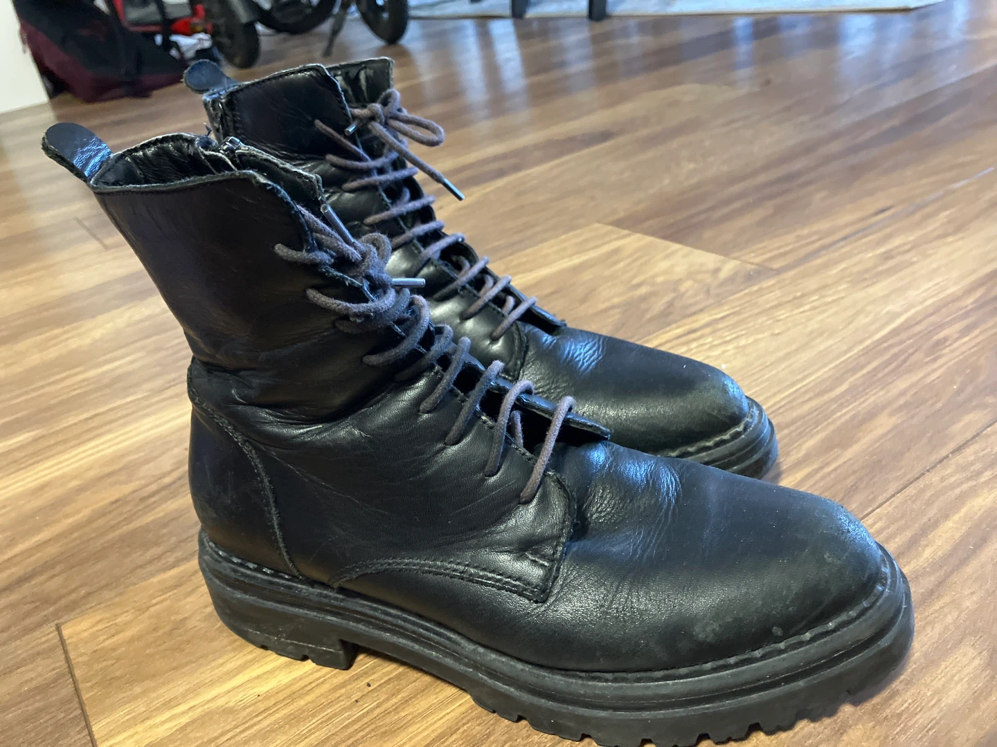ALDO Black Leather Lace-Up Boots Size 38