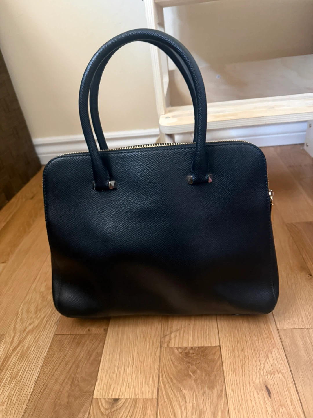 Michael Kors Black Leather Satchel Handbag