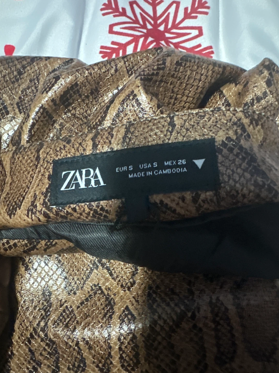 ZARA Snake Print Faux Leather Skirt - Size S - photo 2