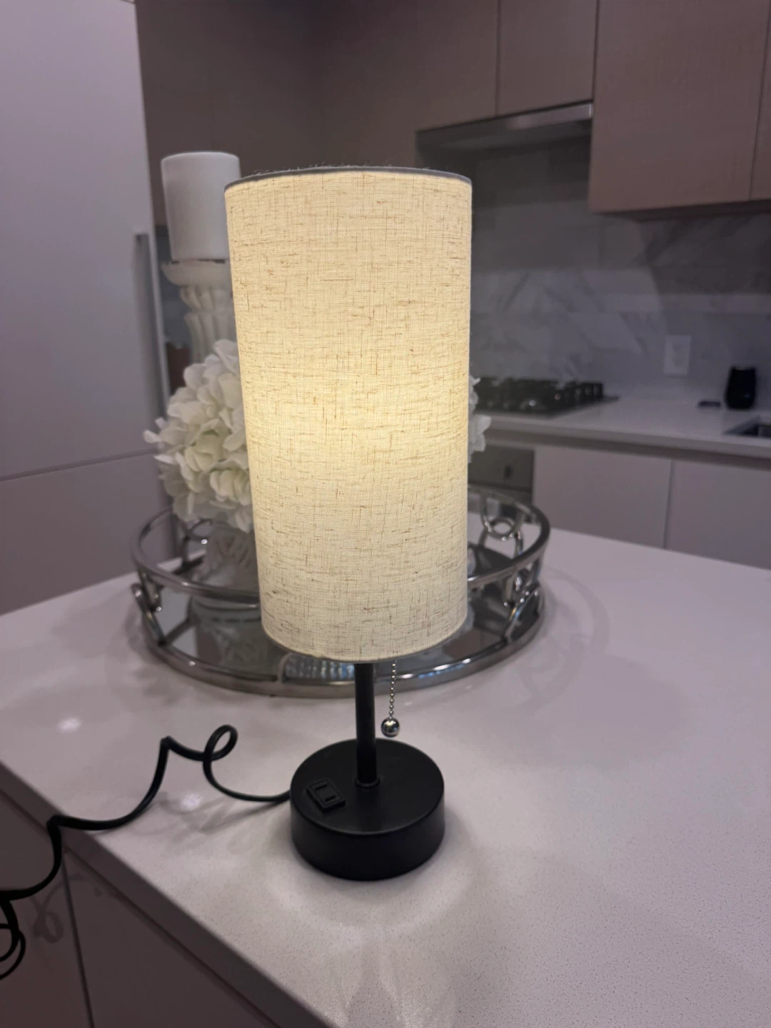 Table Lamp with Fabric Shade- Clap on clap off.