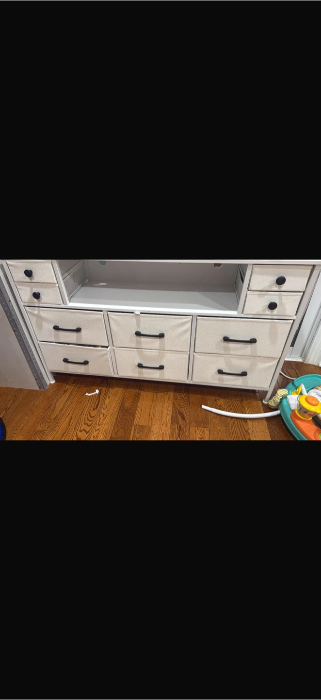 White Dresser with Built-in Outlet and USB Ports