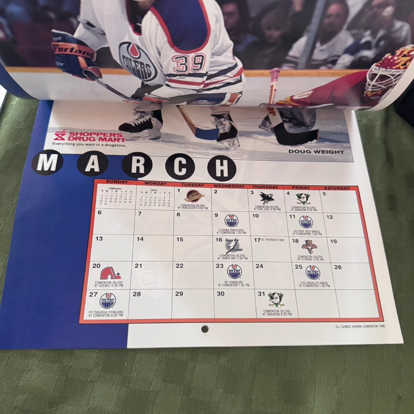 1993-1994 Edmonton Oilers Official Calendar - photo 3