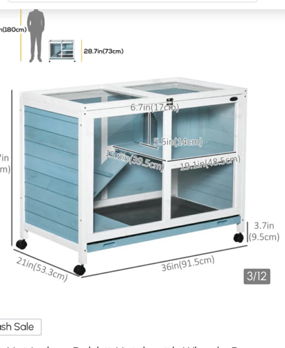 Wooden Pet Hutch with Wheels - photo 3