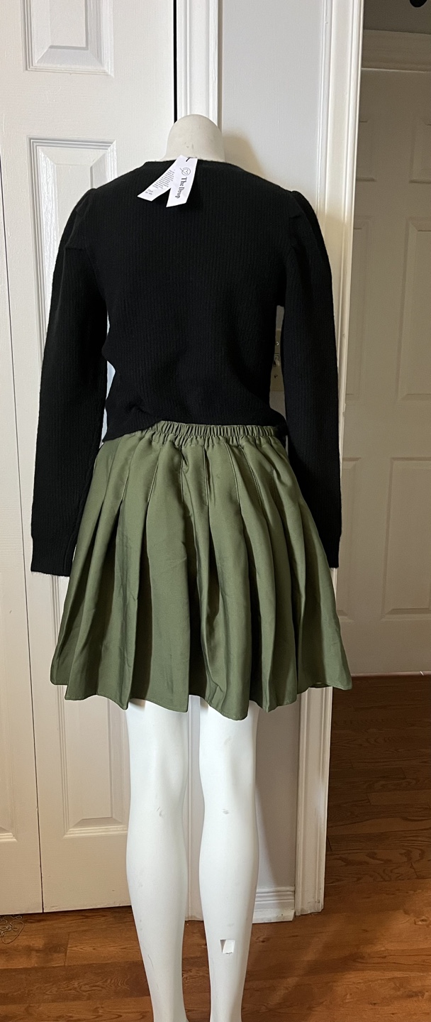 Olive Green Pleated Skirt with Built-in Shorts - photo 5
