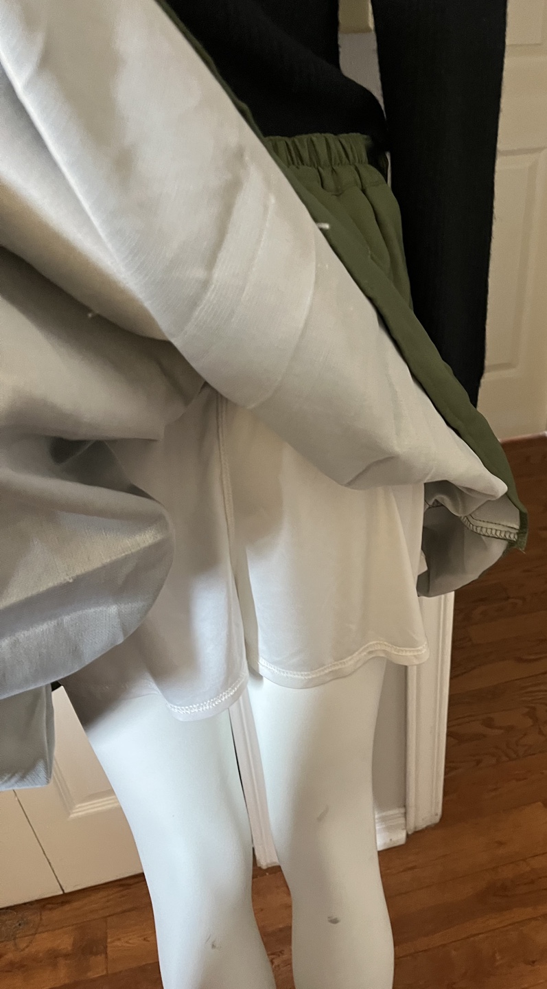 Olive Green Pleated Skirt with Built-in Shorts - photo 2